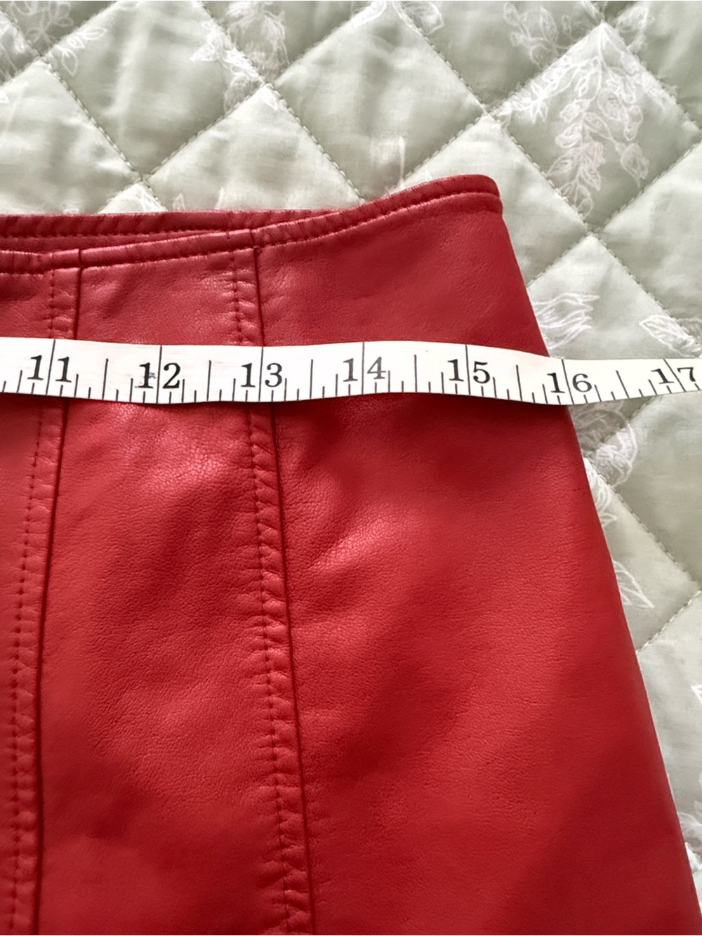 Free People Red Faux Leather Zip Mini Skirt - Picture 8 of 9